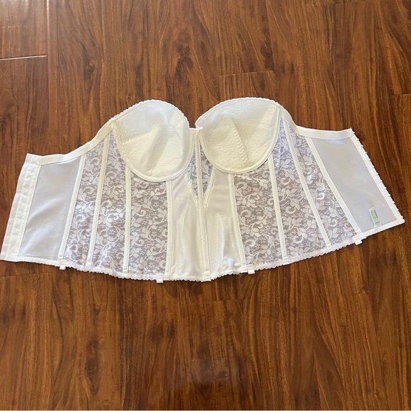 Carnival White Lace Full Coverage Bustier Strapless Bra Corset 423 size 38DD - Picture 6 of 9